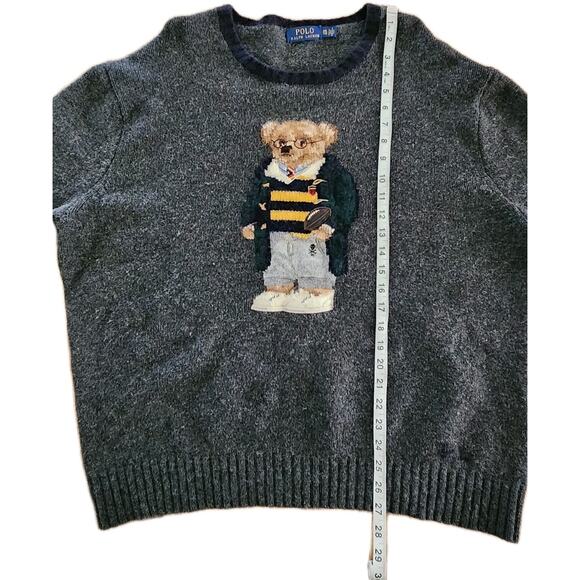 Polo Ralph Lauren Polo Bear Wool Knit Crewneck Sweater Gray Mens Size 2XL Read - Picture 9 of 11